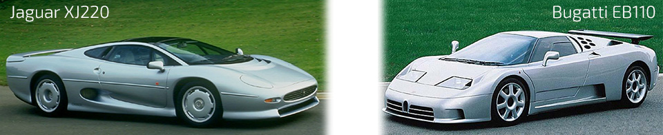  Jaguar XJ220 and the Bugatti EB11 used a variety of composite materials for their body structure